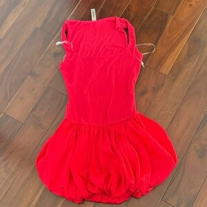 Elegant Red Sleeveless bubble Dress